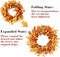 Fall Wreath - Autumn Front Door Wreath with Small Pumpkin, Berry, Round Leaves
